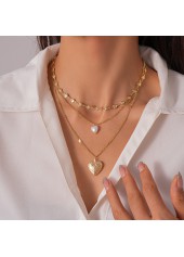 Golden jewelry,Golden Color Heart Alloy Detail Necklace