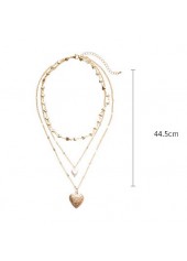 Golden jewelry,Golden Color Heart Alloy Detail Necklace