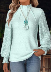 ROTITA Tummy Coverage Mint Green High Neck Long Sleeve Blouse