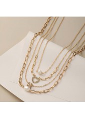 Golden jewelry,Golden Color Heart Copper Detail Necklaces