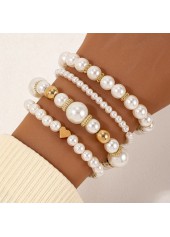 bracelets en perles rondes dorées avec motif de cœur