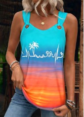 ROTITA Tummy Coverage Ombre Multi Color Scoop Neck Tank Top