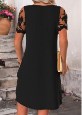 Black dresses,Plain Color dresses,Everyday dresses,Casual dresses,ROTITA Tummy Coverage Black Short Square Neck Dress