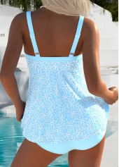 Light Blue swimwear,Plain Color swimwear,ROTITA Tummy Coverage Light Blue Mid Waisted Tankini Set