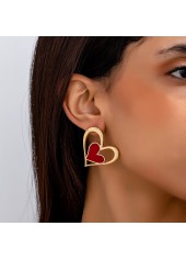 Heart Design Red Hollow Alloy Earrings