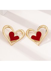 Red jewelry,Heart jewelry,Heart Design Red Hollow Alloy Earrings