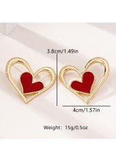 Red jewelry,Heart jewelry,Heart Design Red Hollow Alloy Earrings