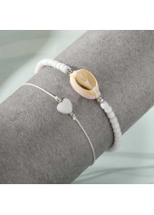 Beige jewelry,Beige Color Shell Detail Adjustable Anklets