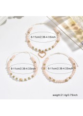 Golden jewelry,Heart jewelry,Heart Golden Pearl Beaded Anklet Set