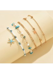 Mint Green jewelry,Animal Print jewelry,Star Mint Green Alloy Beaded Anklets