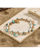 Mint Green jewelry,Animal Print jewelry,Star Mint Green Alloy Beaded Anklets