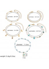 Mint Green jewelry,Animal Print jewelry,Star Mint Green Alloy Beaded Anklets