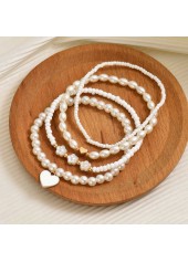 White jewelry,White Color Heart Polyresin Detail Anklets
