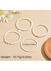 White jewelry,White Color Heart Polyresin Detail Anklets