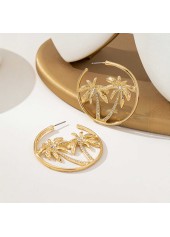 Golden jewelry,Plants jewelry,Golden Circle Alloy Coconut Tree Earrings