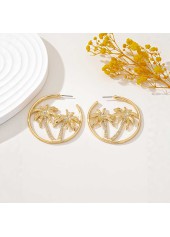 Golden jewelry,Plants jewelry,Golden Circle Alloy Coconut Tree Earrings