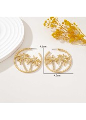 Golden jewelry,Plants jewelry,Golden Circle Alloy Coconut Tree Earrings