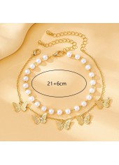 Golden jewelry,Golden Color Butterfly Pearl Design Anklets