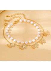 Golden jewelry,Golden Color Butterfly Pearl Design Anklets