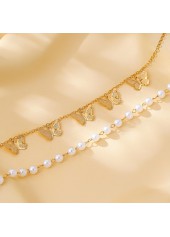 Golden jewelry,Golden Color Butterfly Pearl Design Anklets