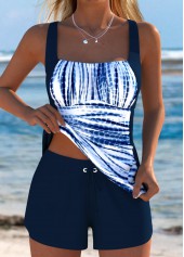 Ensemble tankini Rotita à imprimé tie-dye bleu marine couvrant le ventre