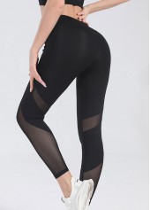 Black sportswear,Plain Color sportswear,Black Skinny Elastic Waist High Waisted Leggings