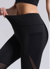 Black sportswear,Plain Color sportswear,Black Skinny Elastic Waist High Waisted Leggings