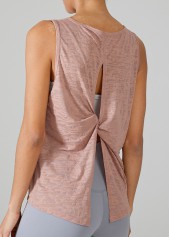 Pink Round Neck Sleeveless Sports Top