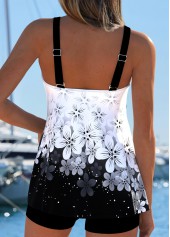 ROTITA Tummy Coverage Black Floral Print Tankini Top-No Bottom