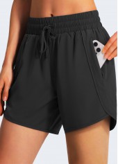 ROTITA High Stretch Black Elastic Waist Sports Shorts