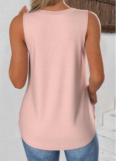 Dusty Pink tops,Plain Color tops,ROTITA Dusty Pink V Neck Sleeveless Tank Top
