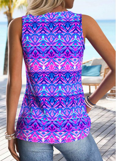 Multi Color tops,Tribal tops,ROTITA Tummy Coverage Tribal Print Multi Color Sleeveless Tank Top