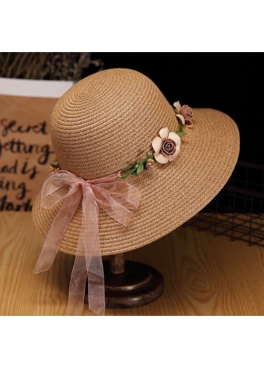 Dark Camel accessories,Floral accessories,Plants accessories,Dark Camel Color Floral Print Hat
