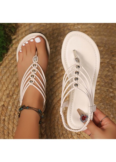 Raw white shoes,Plain Color shoes,Raw White Falt Toe Post Sandals