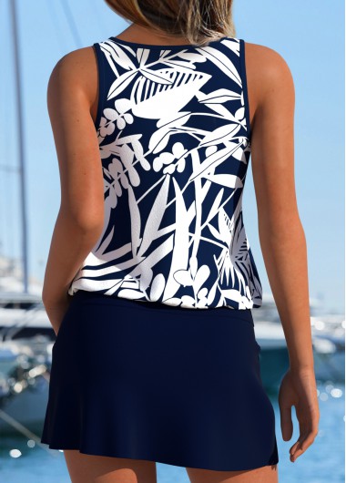 Navy plus size,Plants plus size,ROTITA Plus Size Mid Waisted Tummy Coverage Navy Tankini Set