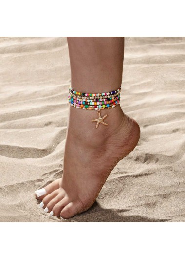 Multi Color jewelry,Multi Color Polyresin Detail Starfish Anklets