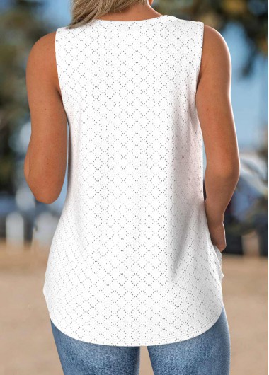 White tops,Plain Color tops,ROTITA Tummy Coverage White V Neck Sleeveless Tank Top