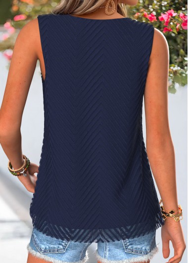 Navy tops,Plain Color tops,ROTITA Double Lined Navy V Neck Sleeveless Tank Top