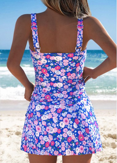 Royal Blue swimwear,Tribal swimwear,ROTITA Royal Blue Tummy Coverage Tribal Print Tankini Set