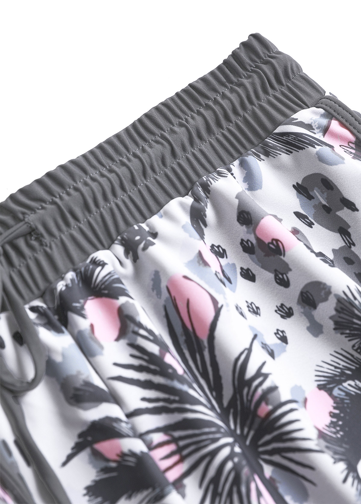 Grey plus size,Plants plus size,ROTITA Plus Size Bowknot Tropical Plants Print Grey Tankini Set