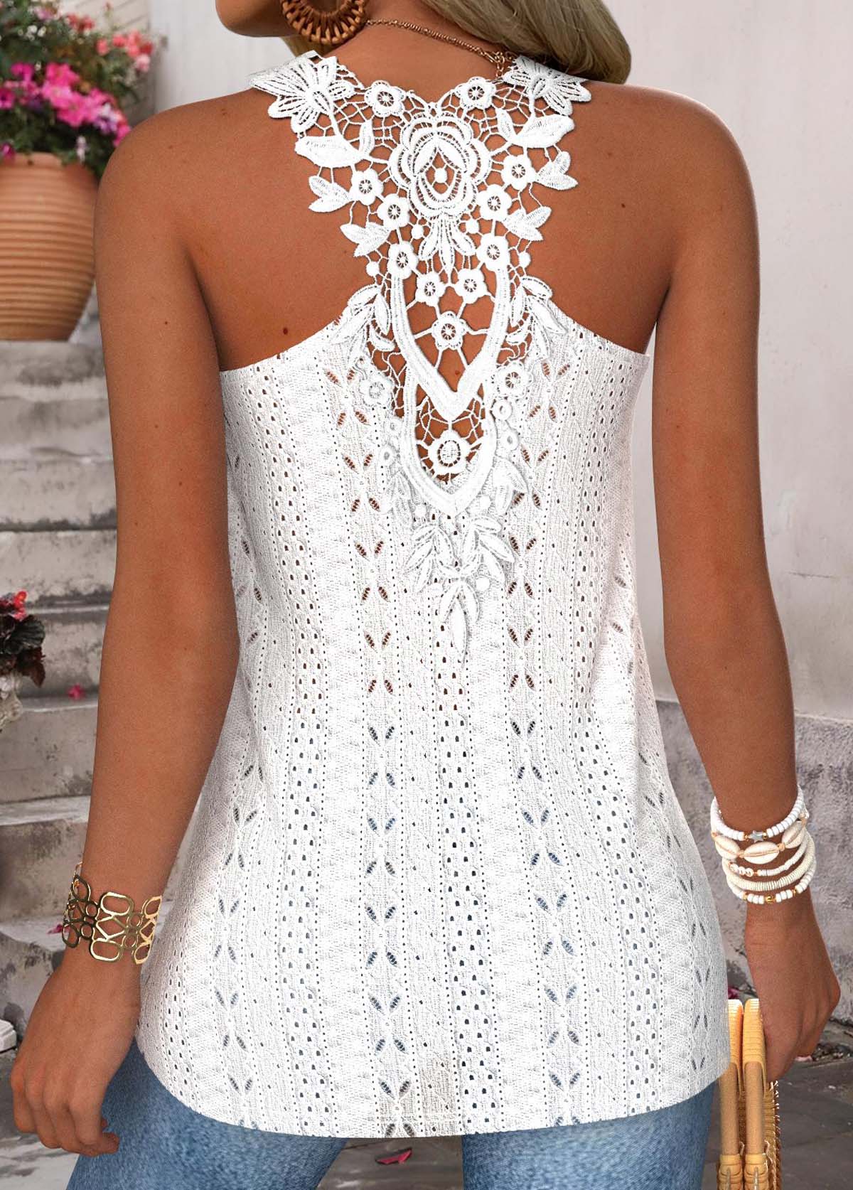 Raw white tops,Plain Color tops,ROTITA Tummy Coverage Raw White Round Neck Sleeveless Tank Top