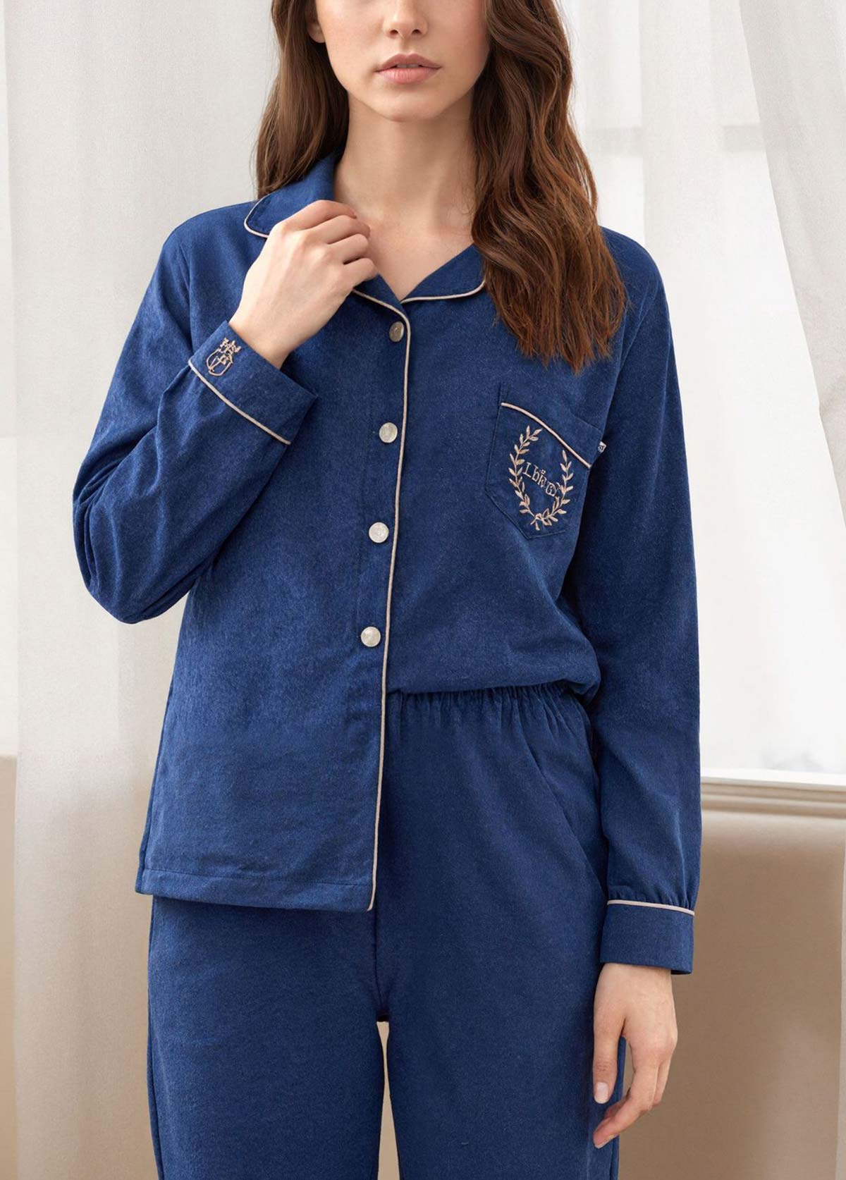 Dark Blue loungewear,Letter loungewear,Letter Print Dark Blue Lounge Top and Pants