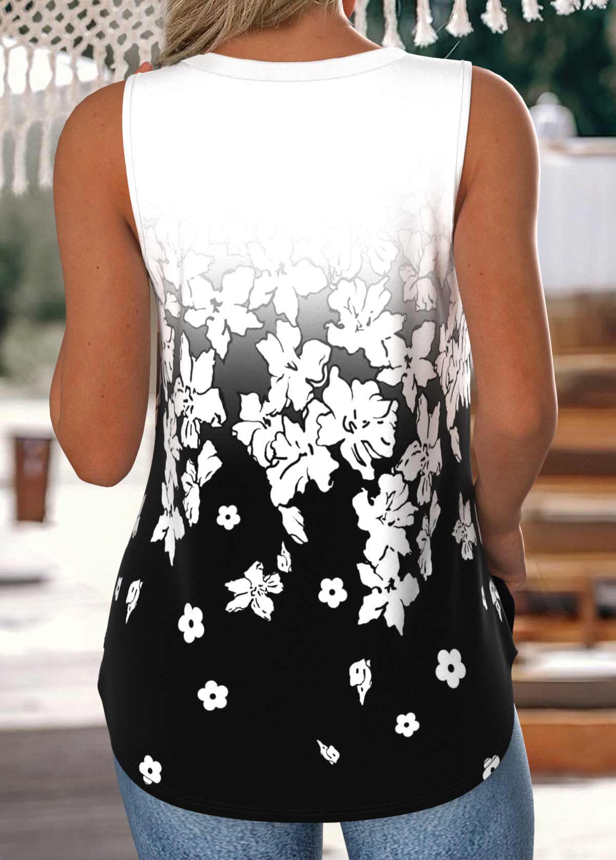 White tops,Black tops,Contrast Color tops,ROTITA Tummy Coverage White V Neck Sleeveless Tank Top