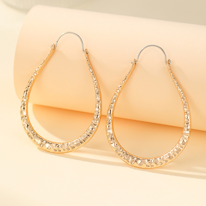 Golden jewelry,Golden Color Alloy Detail Geometric Earrings