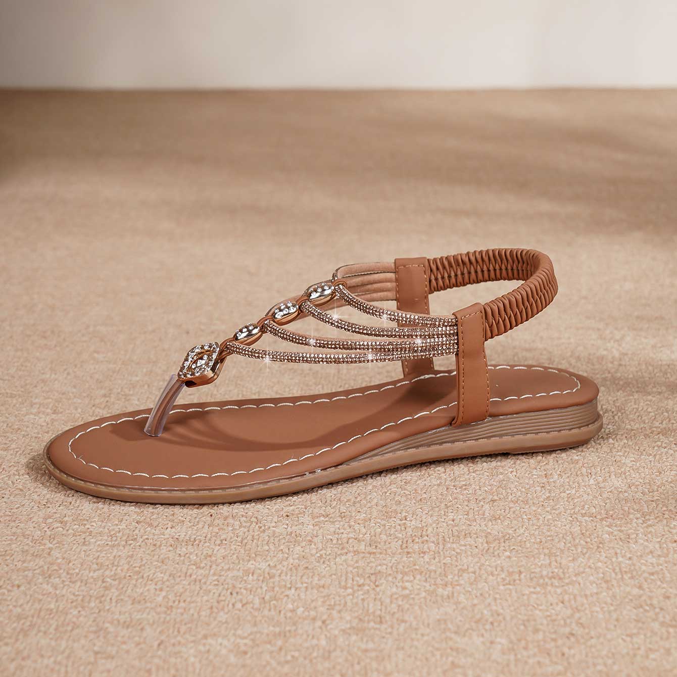 Dark Coffee shoes,Plain Color shoes,Dark Coffee Color Toe Post Falt