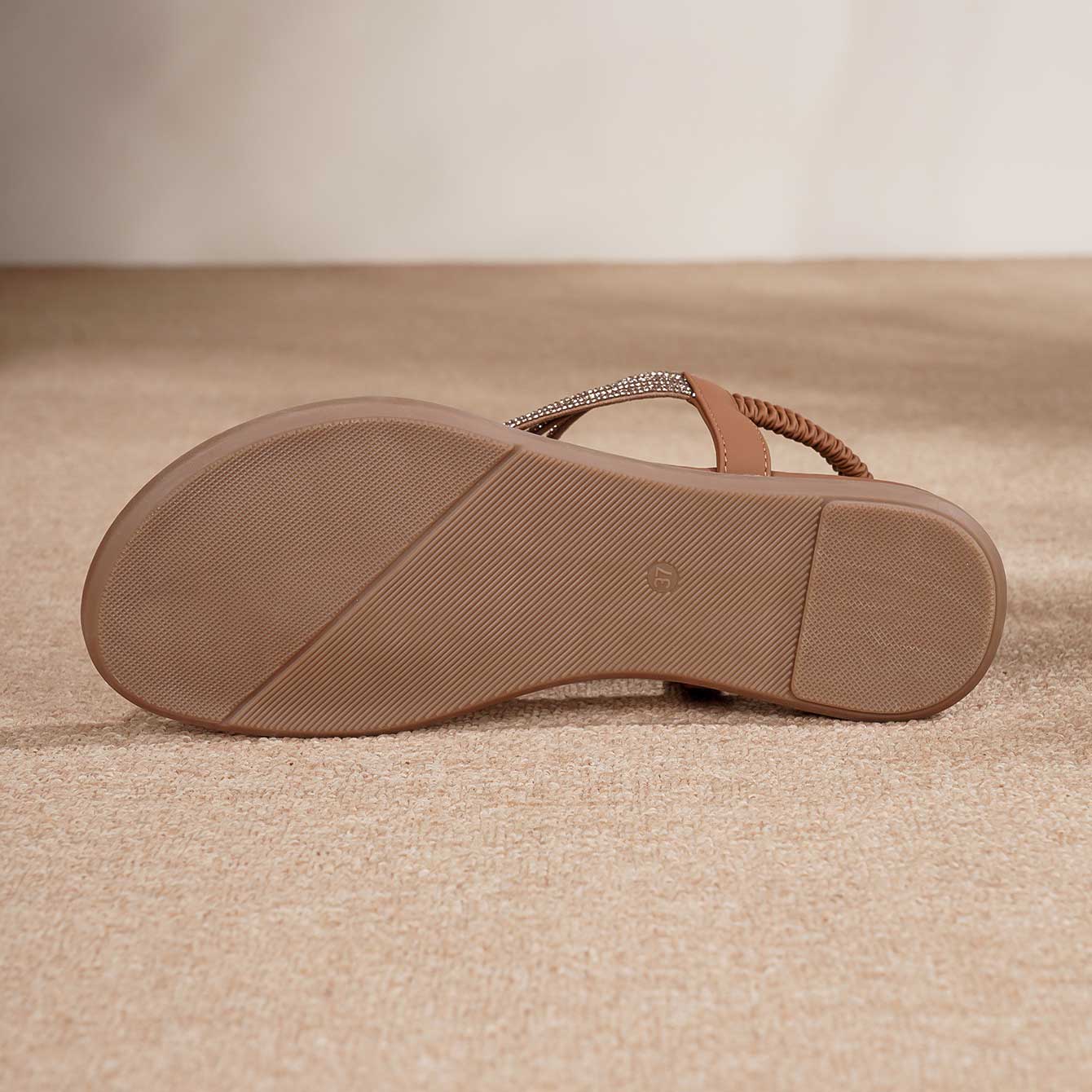 Dark Coffee shoes,Plain Color shoes,Dark Coffee Color Toe Post Falt