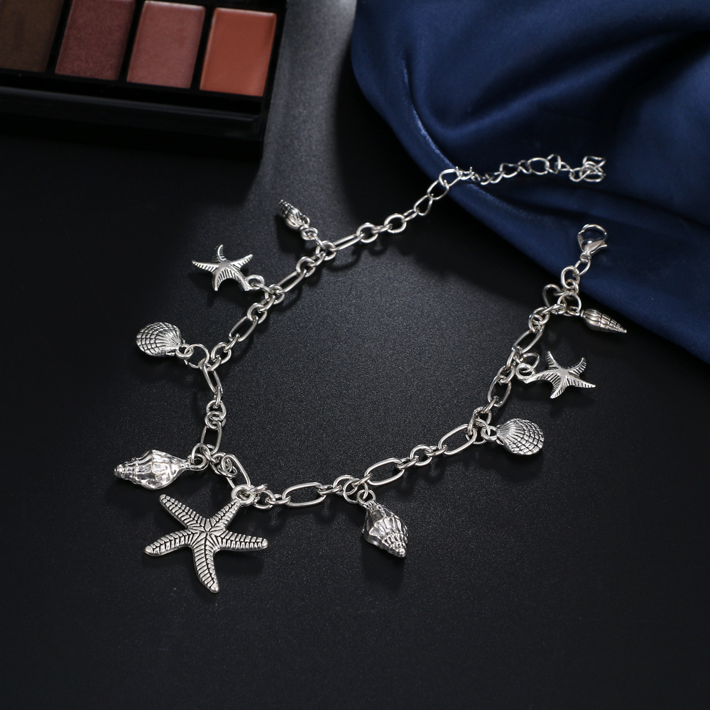 Silver jewelry,Silver Color Shell Alloy Detail Anklet