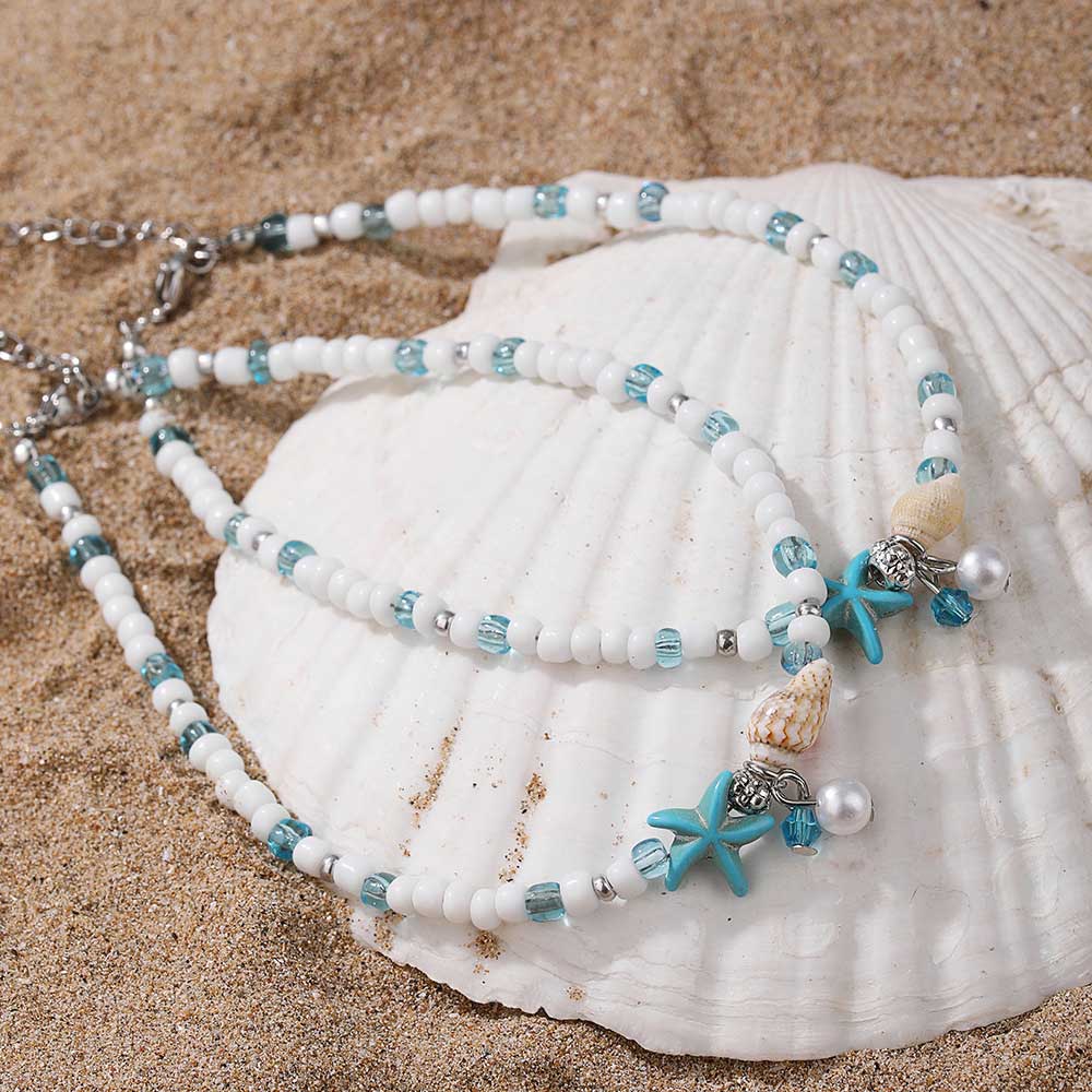 Mint Green jewelry,Shell Mint Green Seed Beads Anklets