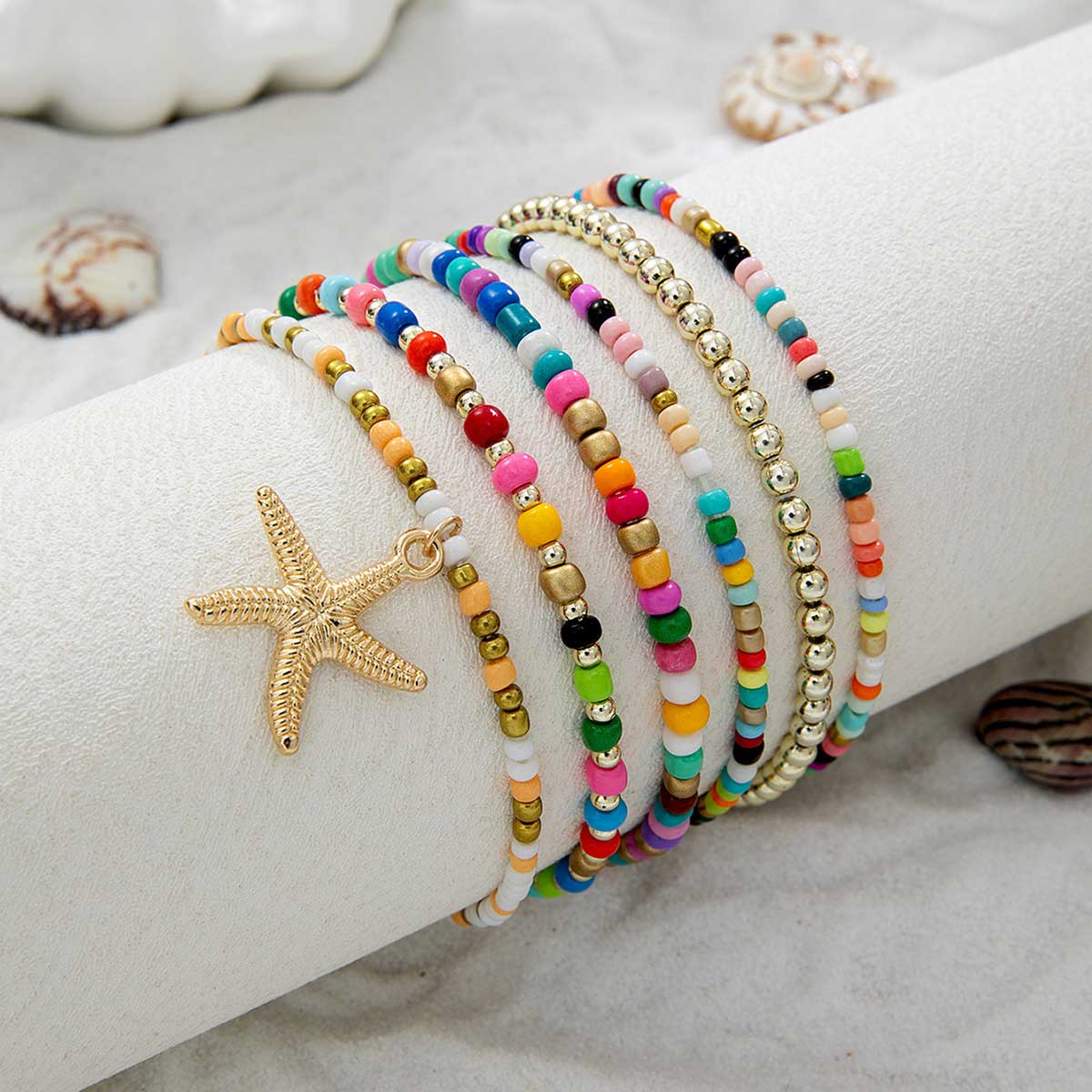 Multi Color jewelry,Multi Color Polyresin Detail Starfish Anklets
