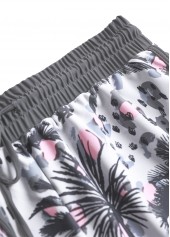 Grey plus size,Plants plus size,ROTITA Plus Size Bowknot Tropical Plants Print Grey Tankini Set